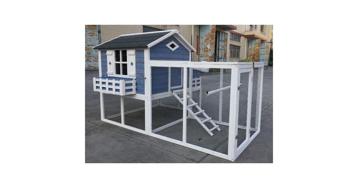 Flyline Garden Window Chicken Coop Chook Pen Cage House Predator Proof L85 x W58 x H52 inches