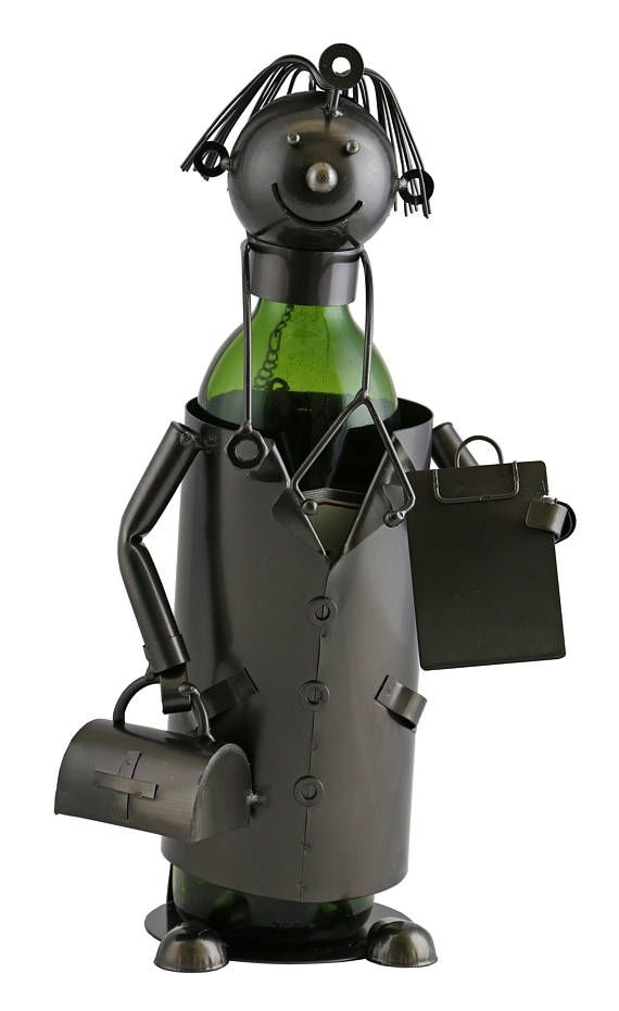 Foster Happy Doctor with Suitcase and Patient Clipboard 1 Bottle Tabletop Wine Bottle Holder