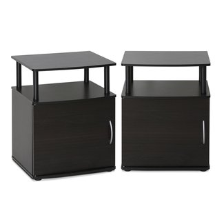 Furinno 2-15114BKW End Table, Two, Black Wood