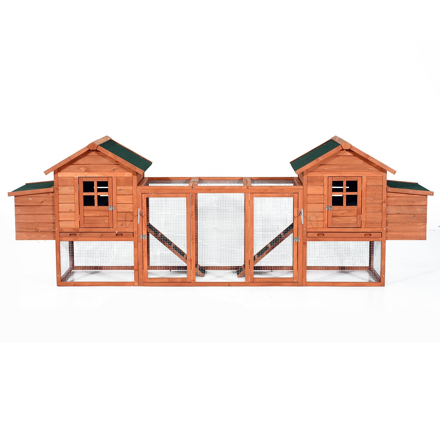 Gaenside Premium Dual Hen House Backyard Chicken Coop with 2 Outdoor Ramps and 2 Nesting Boxes