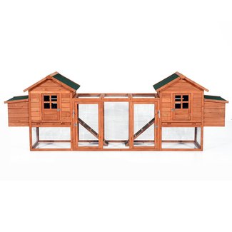 Gaenside Premium Dual Hen House Backyard Chicken Coop with 2 Outdoor Ramps and 2 Nesting Boxes