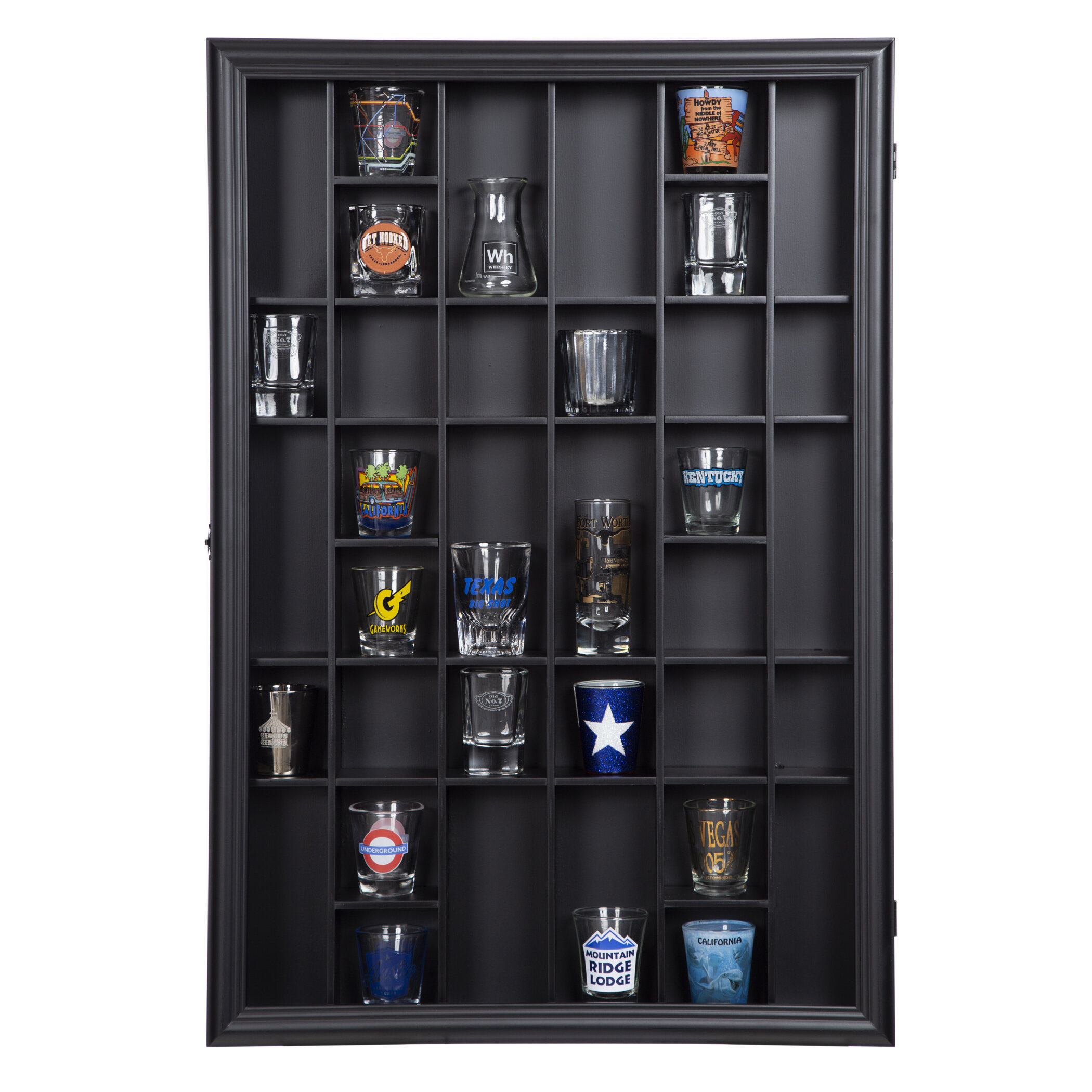 Gallery Solutions 17x21 Display Hinged Front, Black Shot Glass Case OD 17.8875X21.3125,