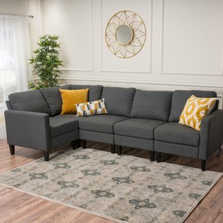 GDF Studio Carolina Fabric Sectional Sofa/Storage Ottoman