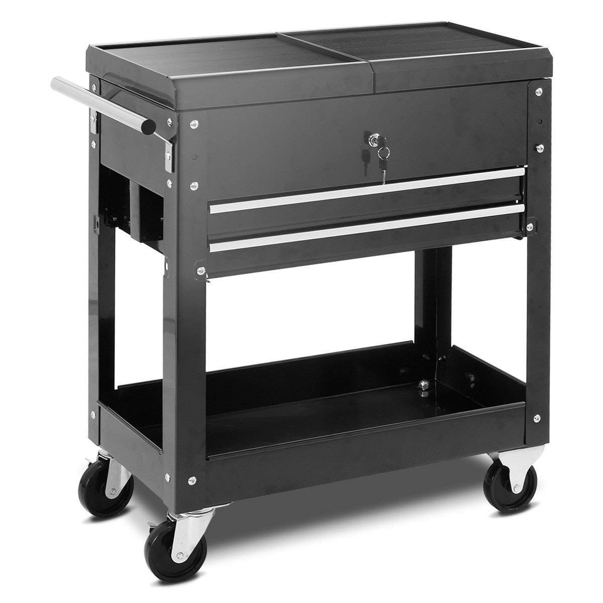 Metal Rolling Tool Cart Storage Chest Box Wheels Storage Trays