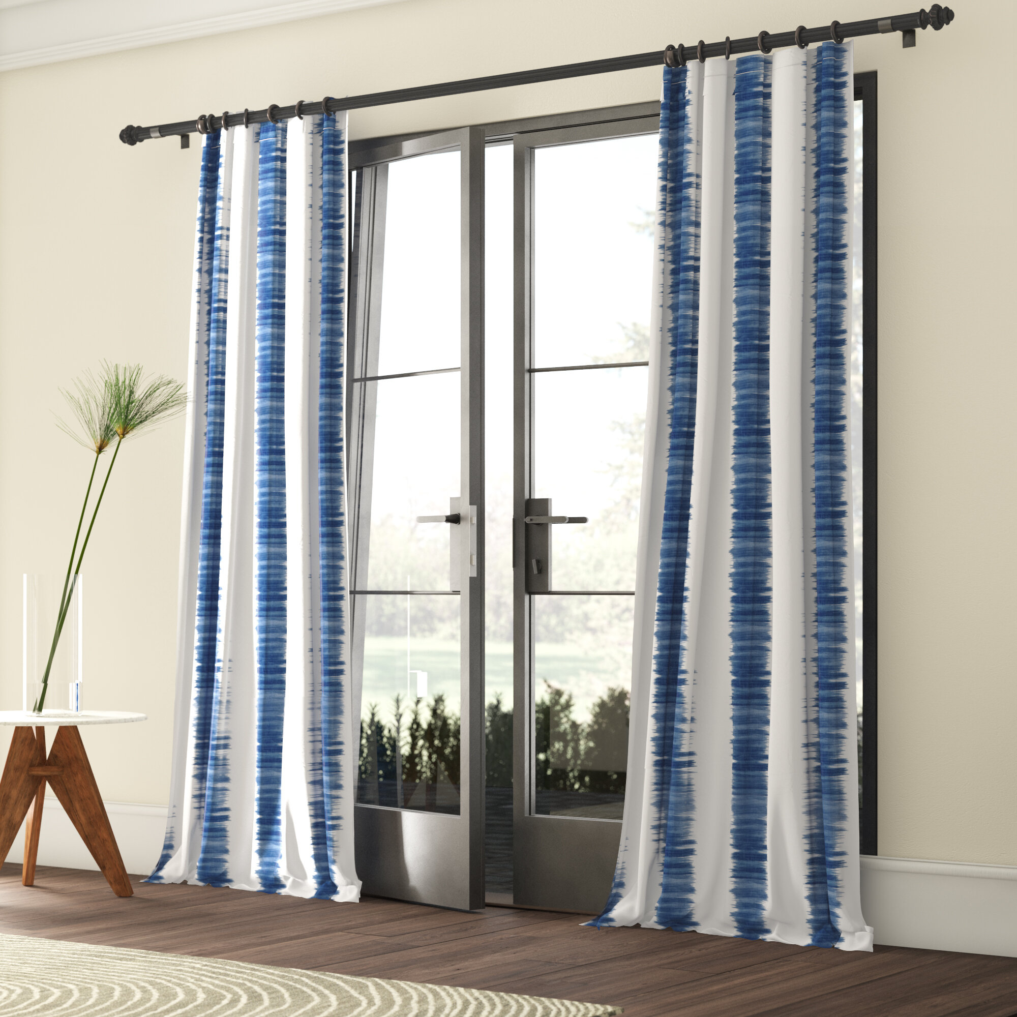 Gotcher Striped Synthetic Room Darkening Thermal Rod Pocket Single Curtain Panel