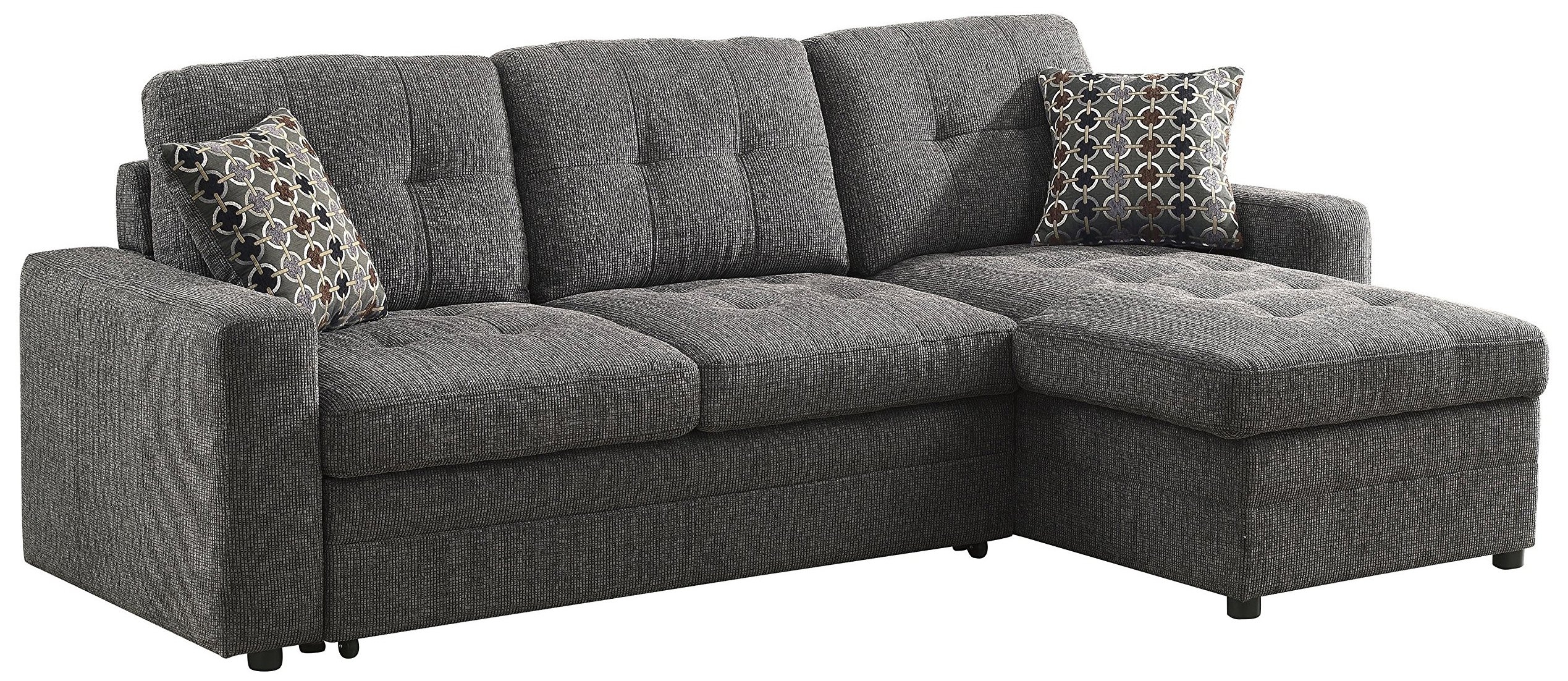 Gus Sectional Sofa with Pull Out Bed Charcoal