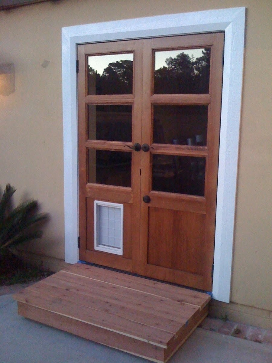 exterior door with doggie door installed
