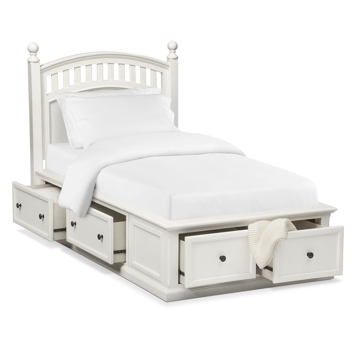 Hanover Youth Twin Poster Bed with Storage - White ...