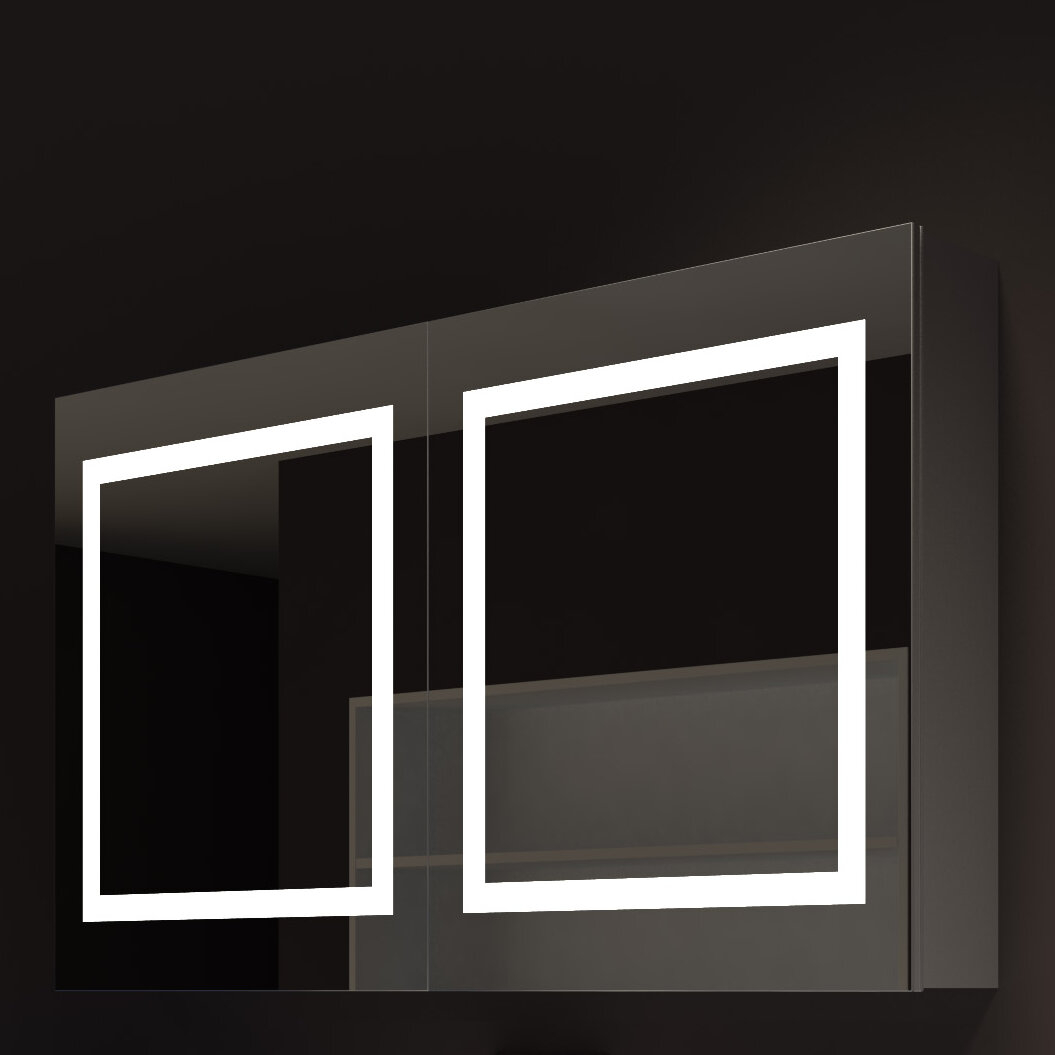 Harmony 48" x 28" Surface Mount Framed Medicine Cabinet with 3 Adjustable Shelves and LED Lighting