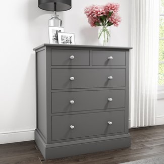 Harper Grey Solid Wood 2+3 Chest of Drawers | Furniture123