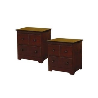 Home Square 2 Drawer Nightstand in Antique Walnut (Set of
