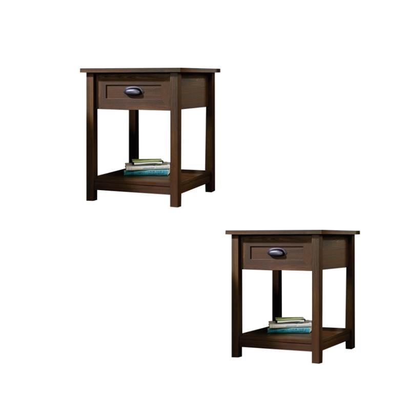 Home Square Set of 2 Nightstand in Walnut -