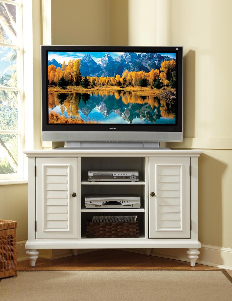 Home Styles Bermuda Brushed White Corner TV Stand ...