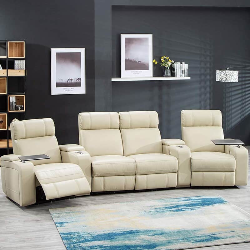 Sectional Sofas With Recliners And Cup, Leather Sectional Recliner Sofa With Cup Holders