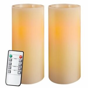 Homemory Flameless LED Real Wax Pillar Candles, Ivory, Battery Powered Faux Candle for Church, Retreat, Votive