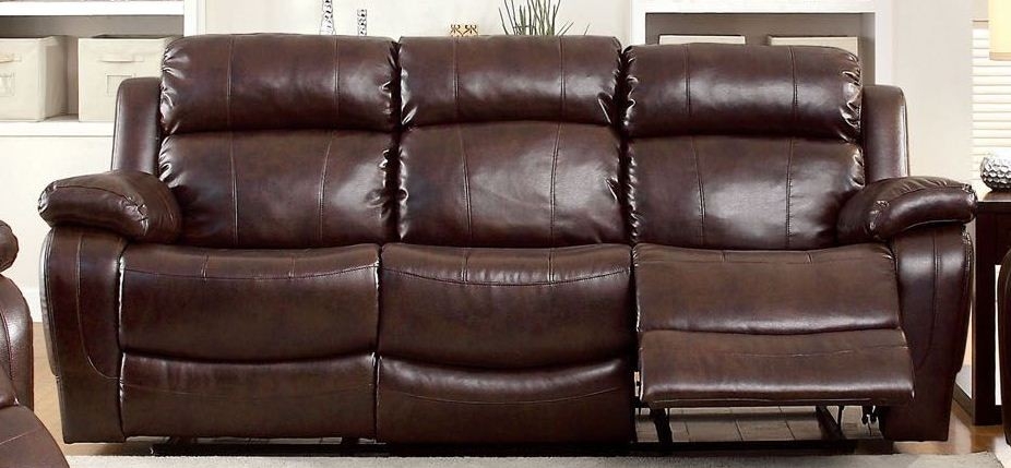 Reclining Sofa With Drop Down Table, Hughes Leather Reclining Sofa