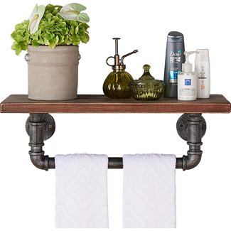 Industrial Wood and Metal Wall Shelf