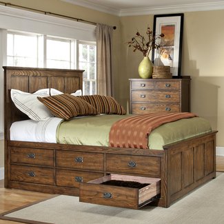 Intercon Oak Park Mission Queen Bed with Twelve Underbed ...