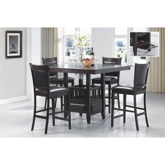 Jaden Square Counter Height Table with Center Storage Cabinet Espresso