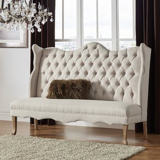 Janell Linen Tufted Upholstered Bedroom Bench