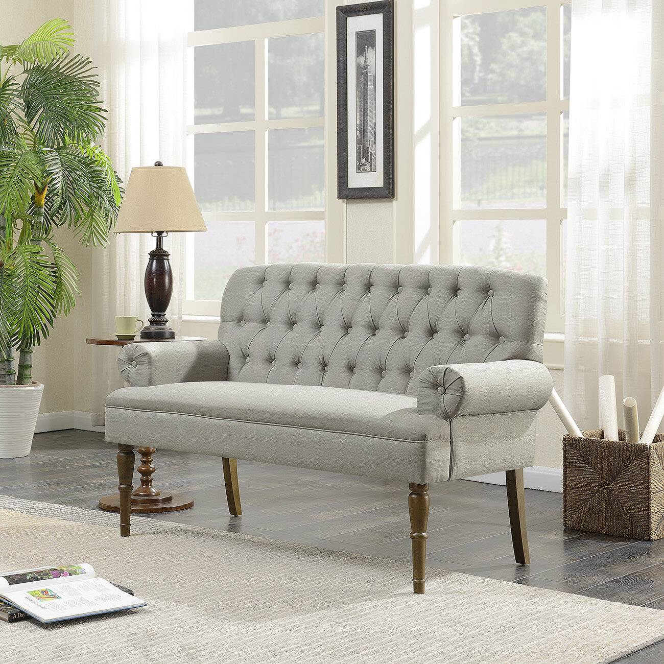 Kelling Button Tufted Settee Upholstered Bench