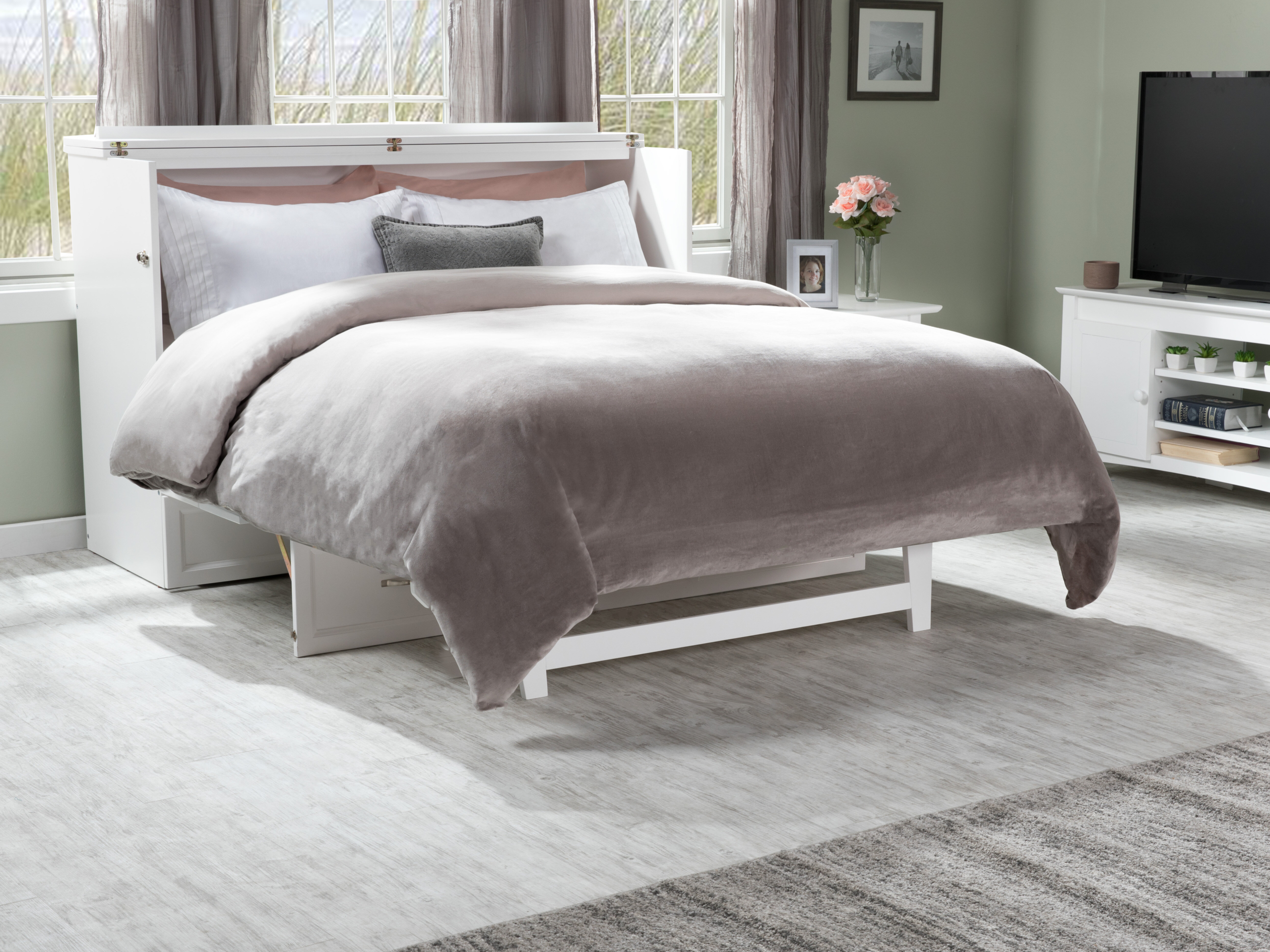 Kimsey Queen Storage Murphy Bed with Mattress