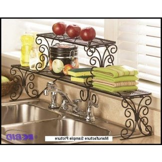 Expandable Scroll Metal Over The Sink Shelf - Black