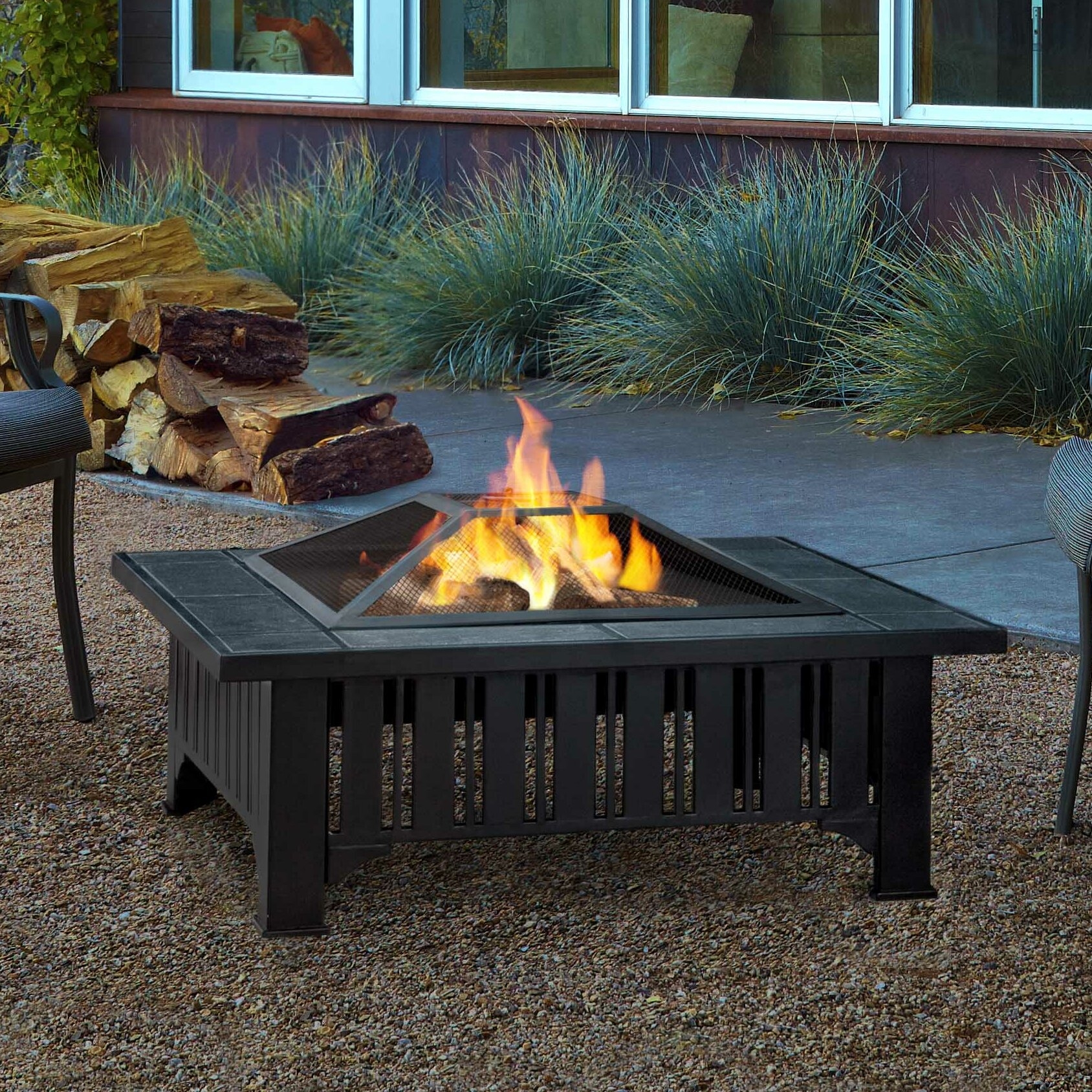 Lafayette Steel Wood Burning Fire Pit Table