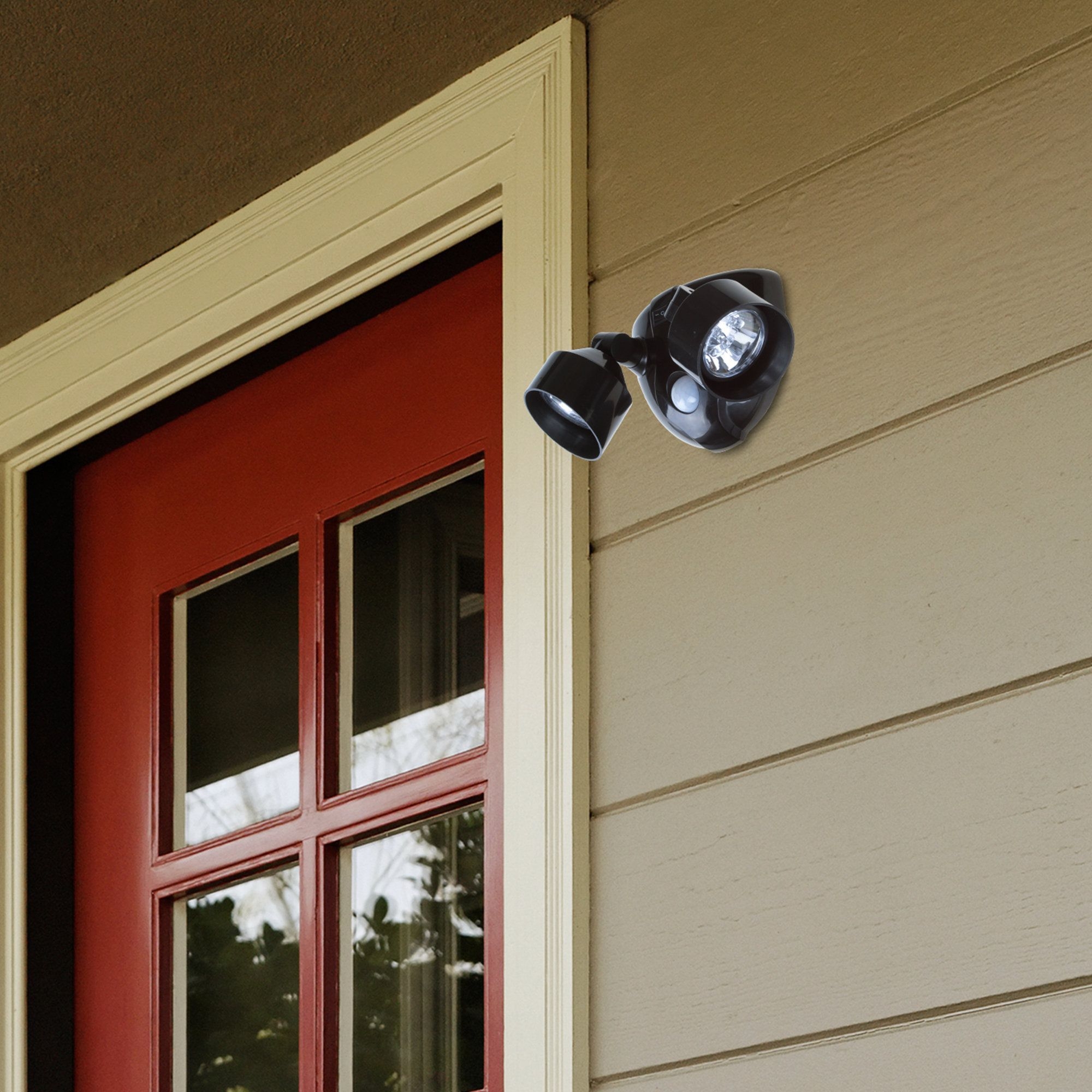 Window Deck Outdoor Porch Details about   Dual Head Motion Sensor LED Wireless Security Light 