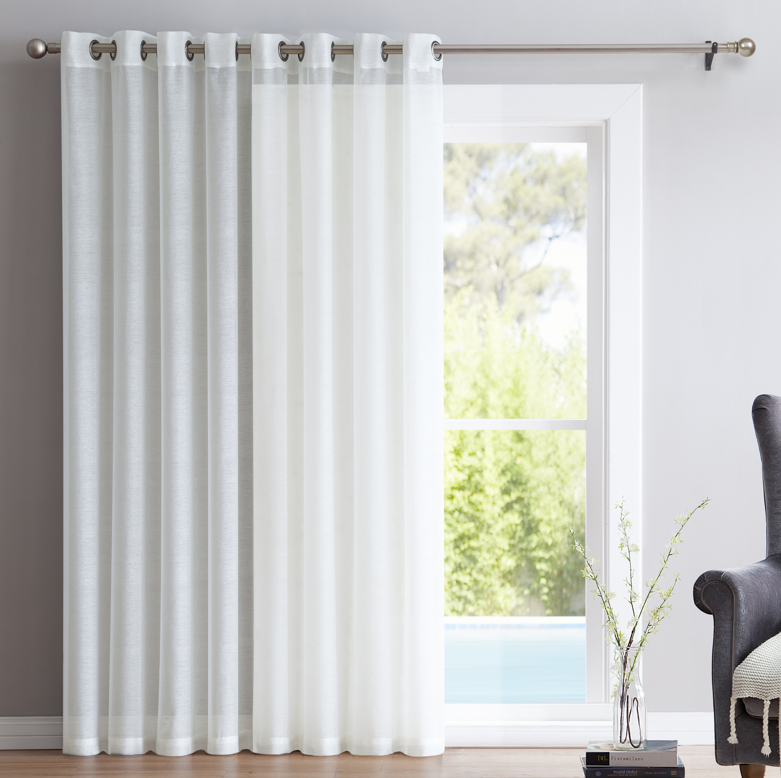 Single Panel Curtain for Home Front French Door Patio Glass Door White Drape 