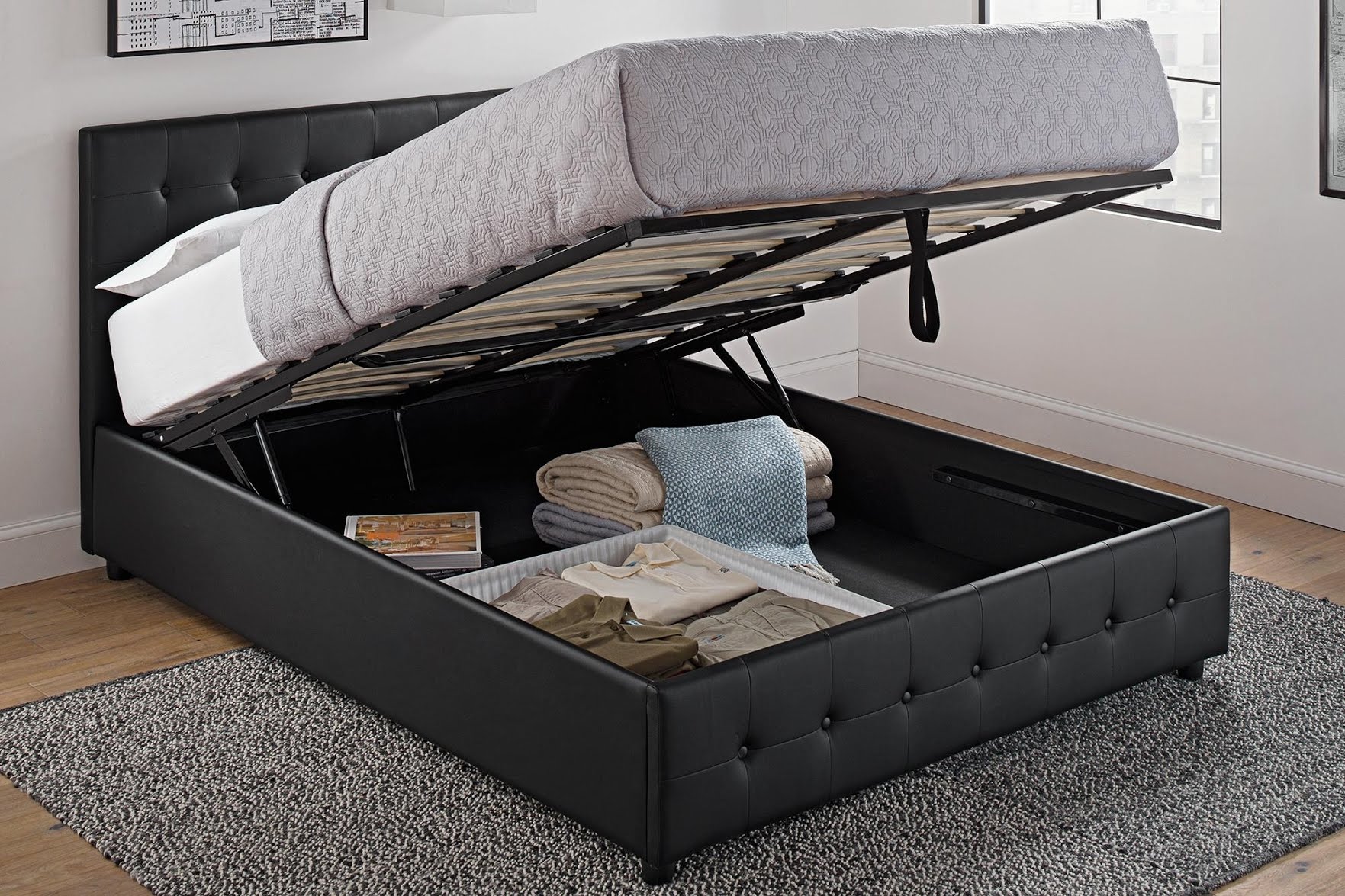 Lift Up Storage Bed Visualhunt, Bed Frame That Lifts For Storage