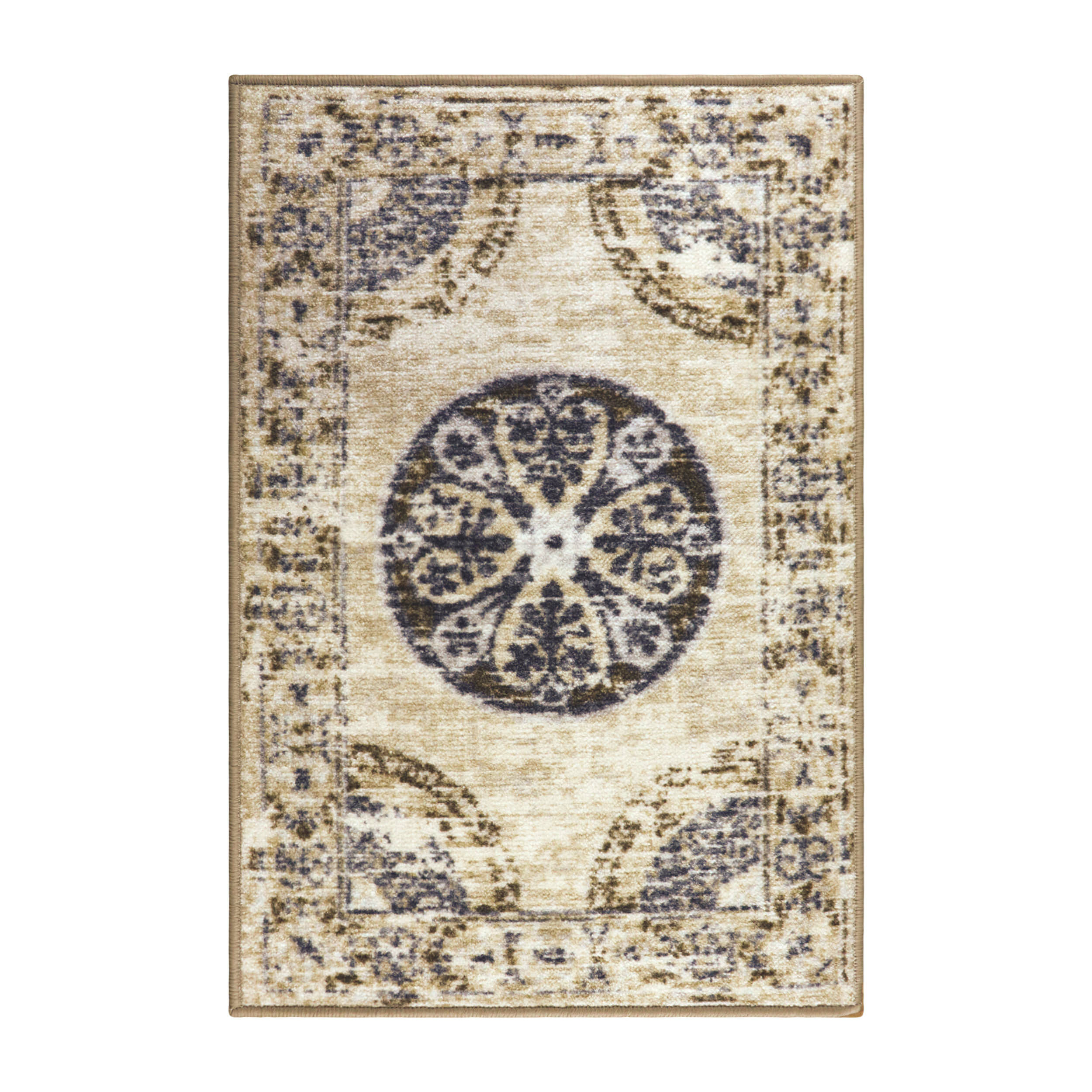 Livia Printed Non-Slip Black/White Area Rug