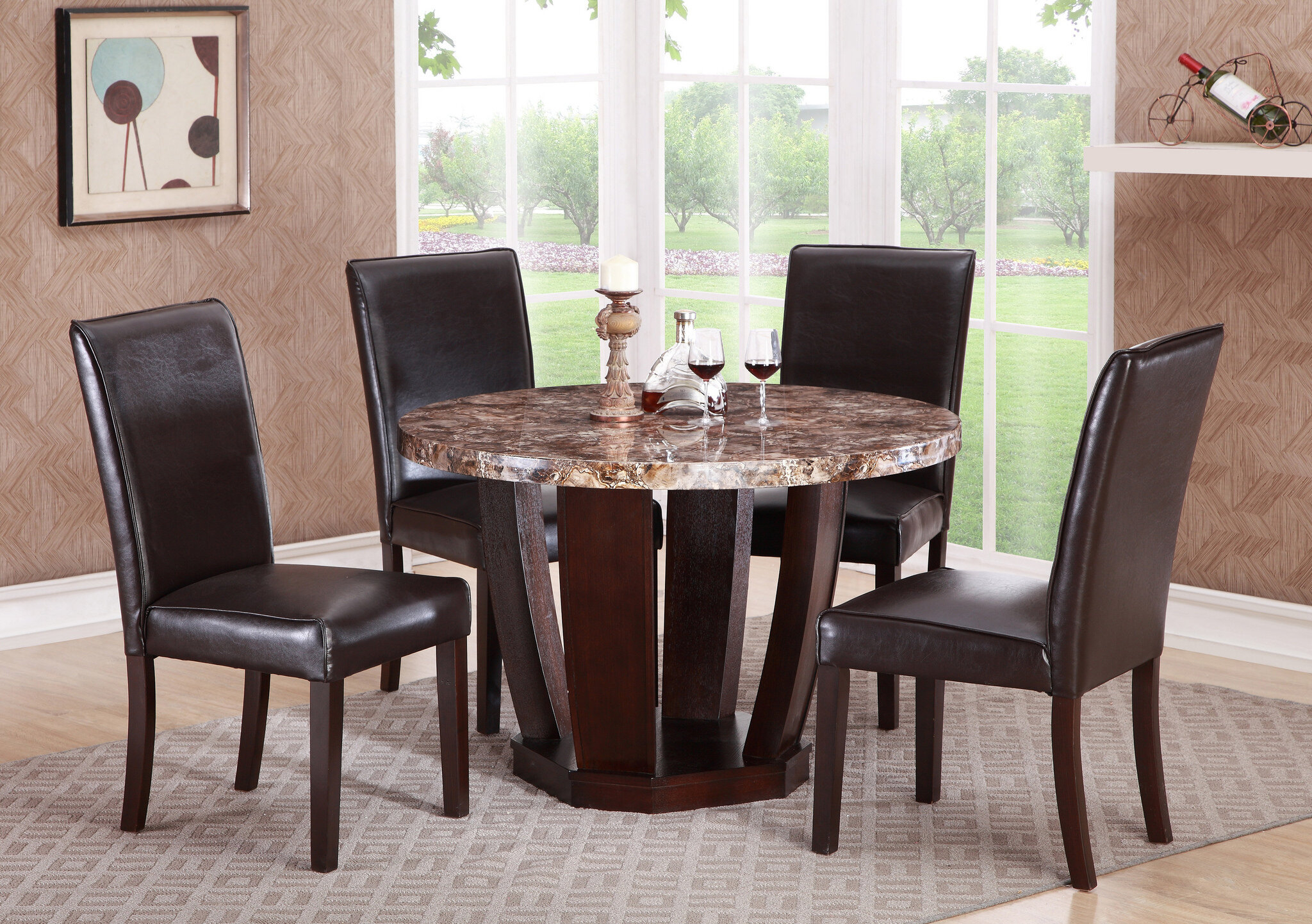 round granite top dining table set