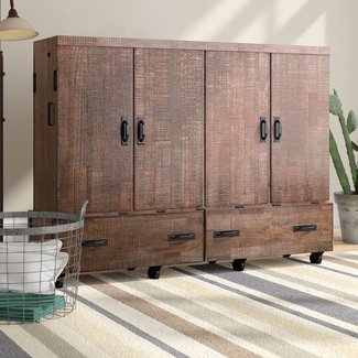 Loon Peak Huron Rolling Queen Storage Murphy Bed with ...