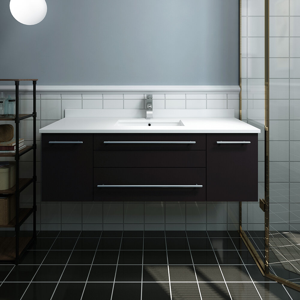 Lucera 48" Wall Hung Undermount Sink Double Bathroom Vanity