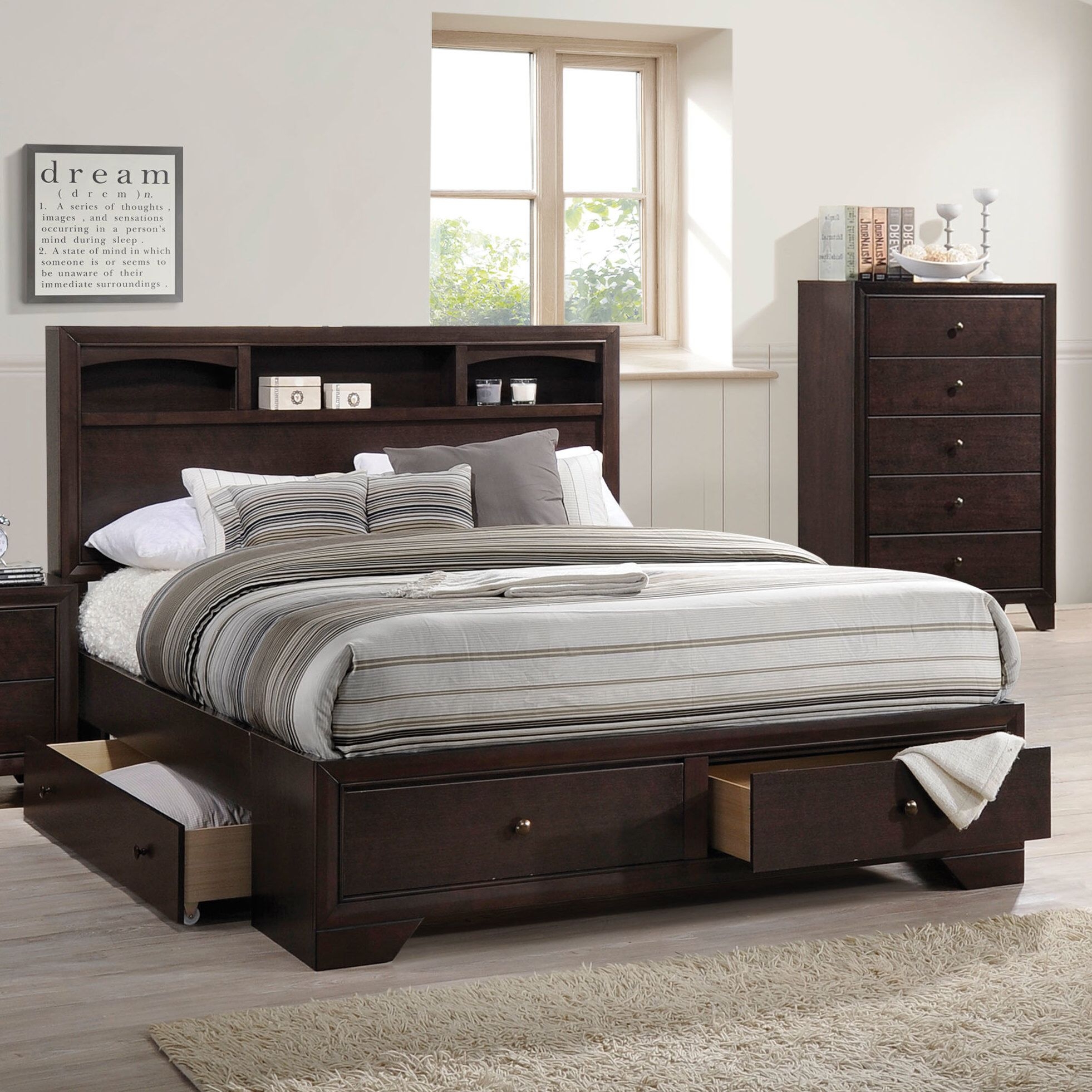 Platform Bed With Drawers Visualhunt, King Size Wood Platform Bed With Storage Drawers
