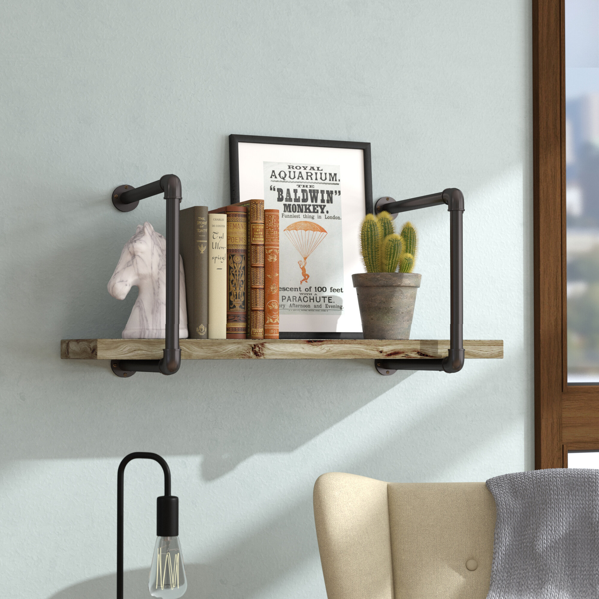 Mallie Industrial Pipe Wall Shelf