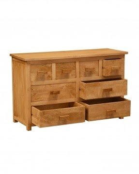 Mangat Solid Wood Chest of Drawers with 8 Drawers, Oak