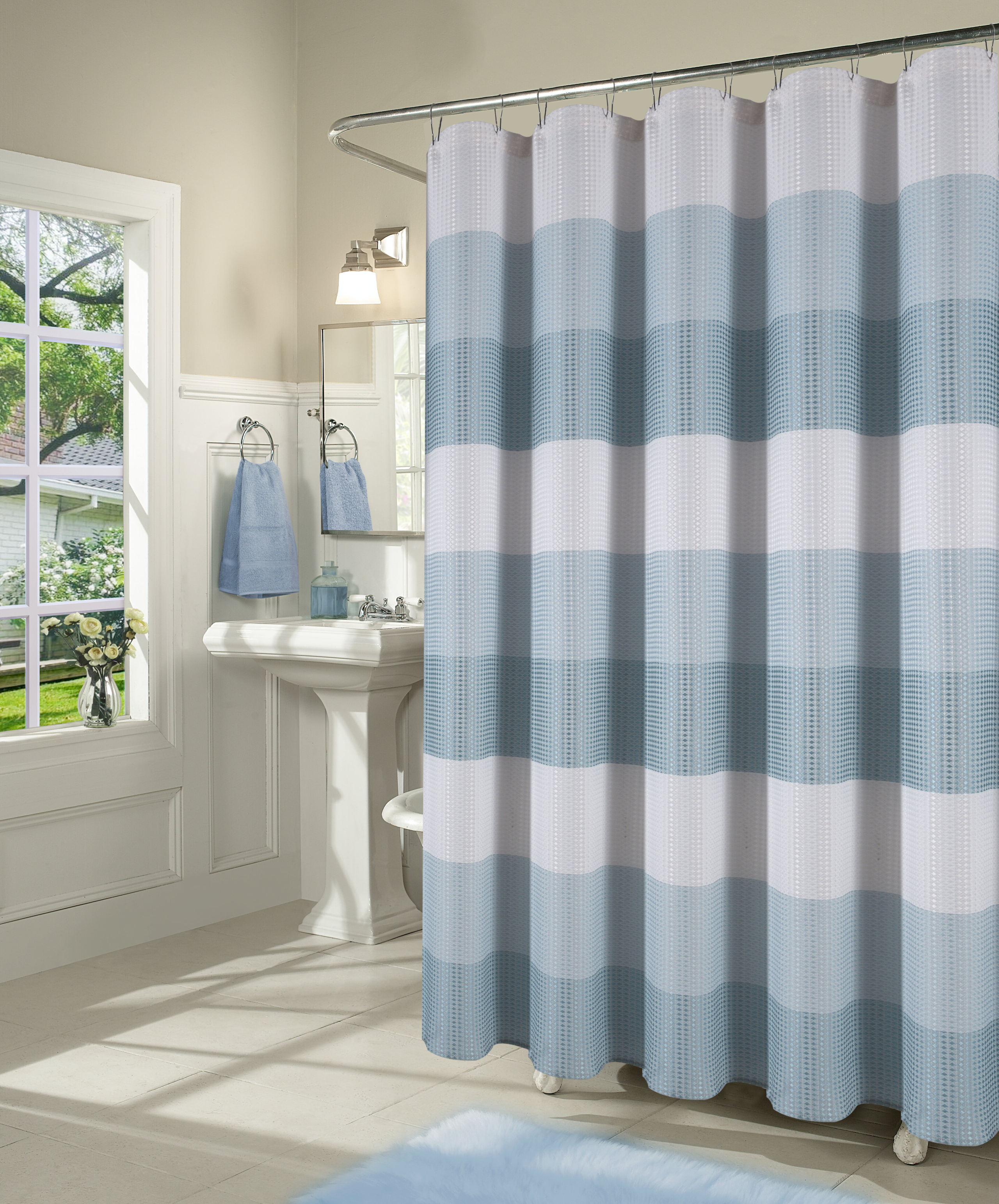 Mauldin Waffle Weave Fabric Single Shower Curtain