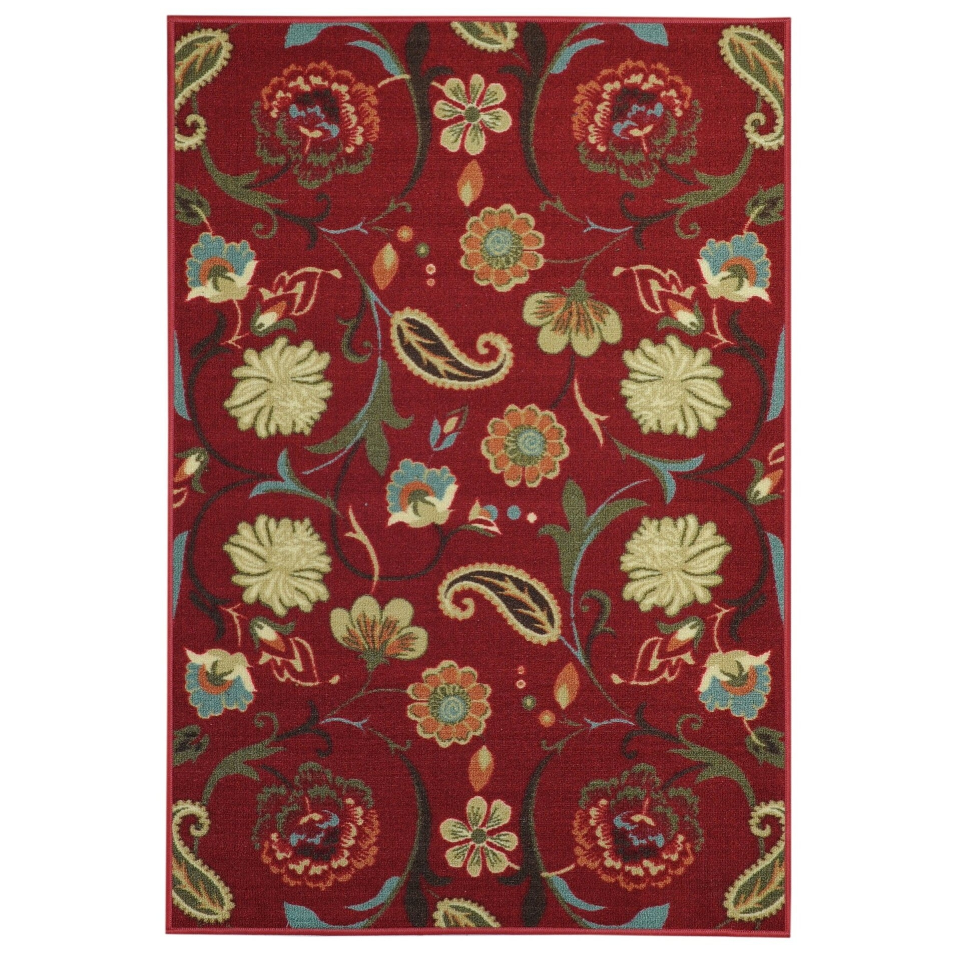 Maxy Home Hamam Collection Rubber Back Floral Area Rugs