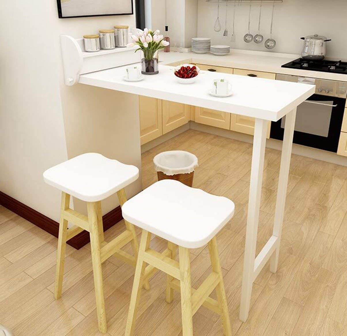 Bar Etc Wall Mounted Fold Down Table,Corner Folding Computer Desk Drop-Leaf Wall Mounted Table for Dining Kitchen Study Laundry Dinner Color:White,Size:120x60x40cm/47x24x16in 