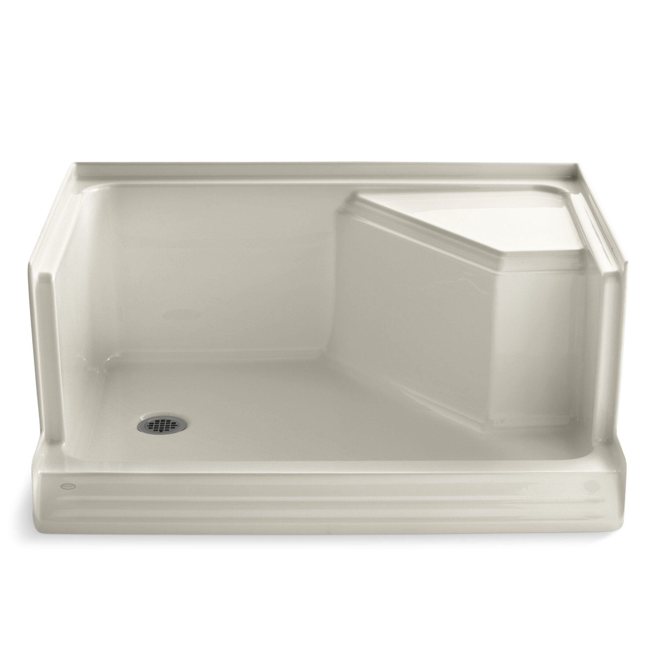 Memoirs 48" x 36" Single Threshold Left-Hand Drain Shower Base with Integral Seat At Right