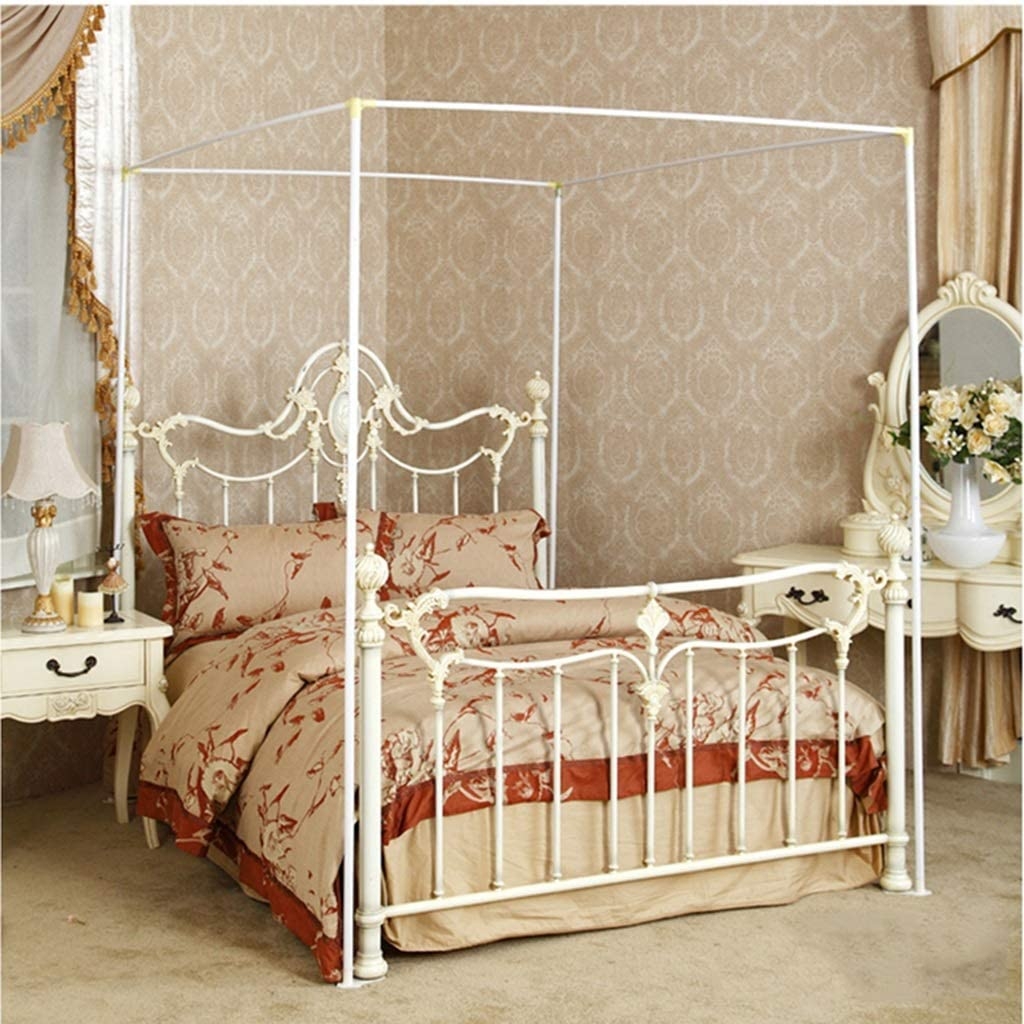 Mengersi Bedding Canopy Bed Frame Post White, Twin Extra Long White 