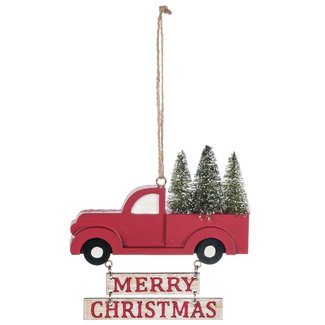 Merry Christmas Truck Ornament Hanging Figurine (Set of 12)