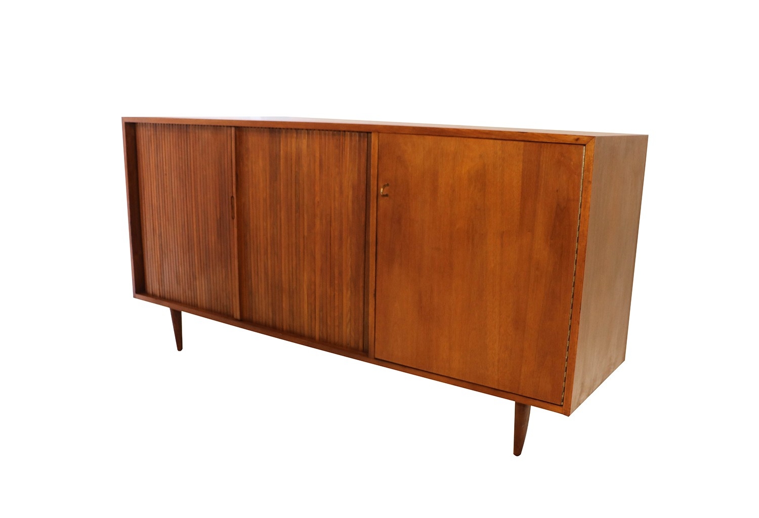 Mid Century Modern Tambour Door Credenza Sideboard