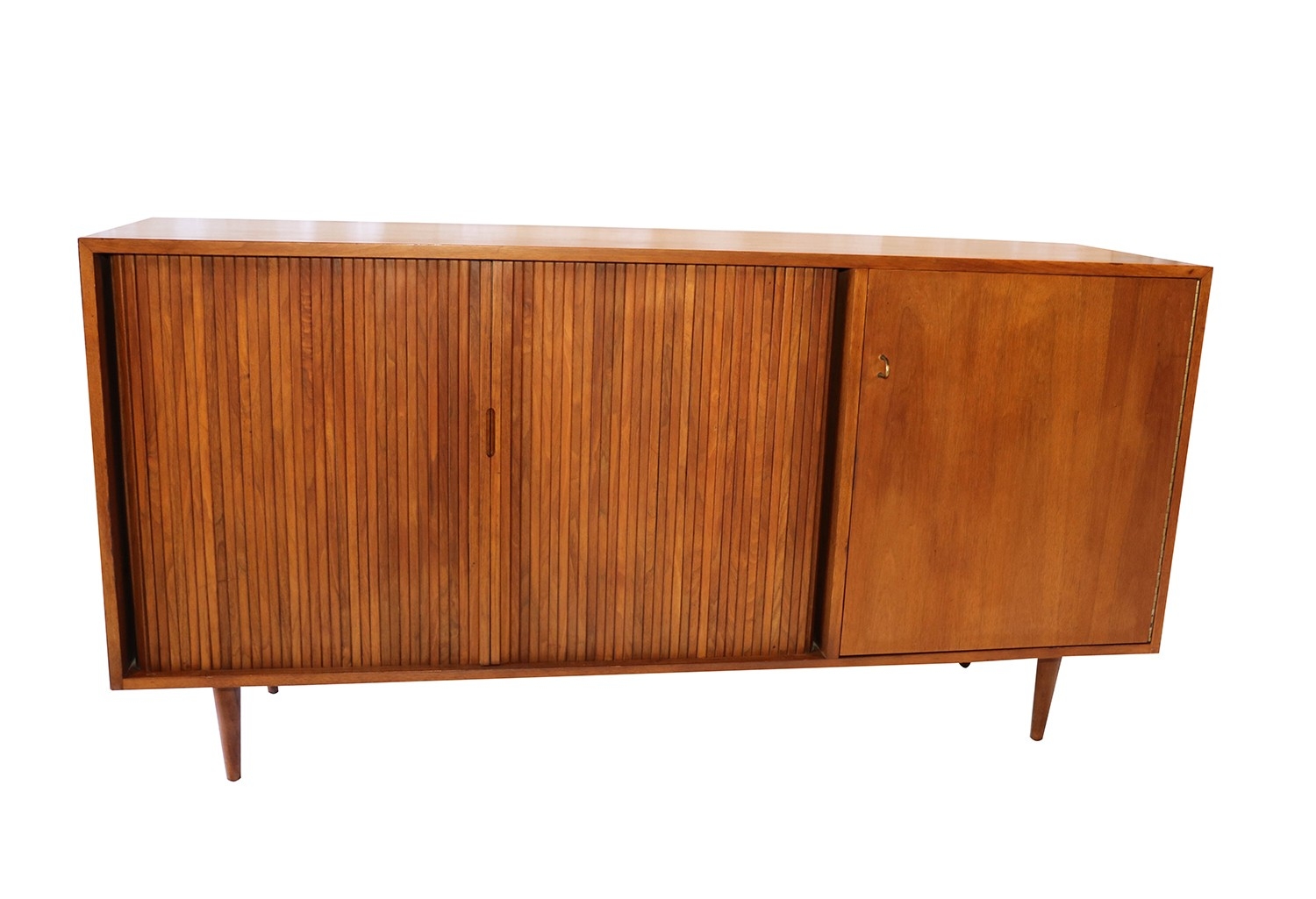 Mid Century Modern Tambour Door Credenza Sideboard