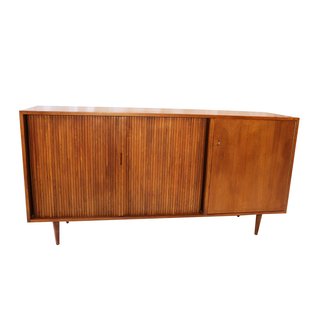 Mid Century Modern Tambour Door Credenza Sideboard