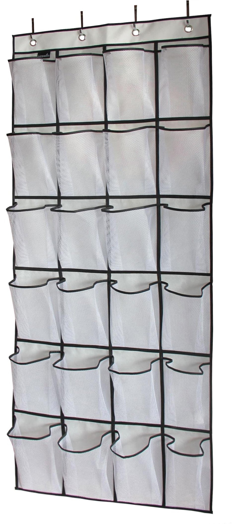 MISSLO Over The Door Shoe Organizer 24 Large Mesh Pockets, White