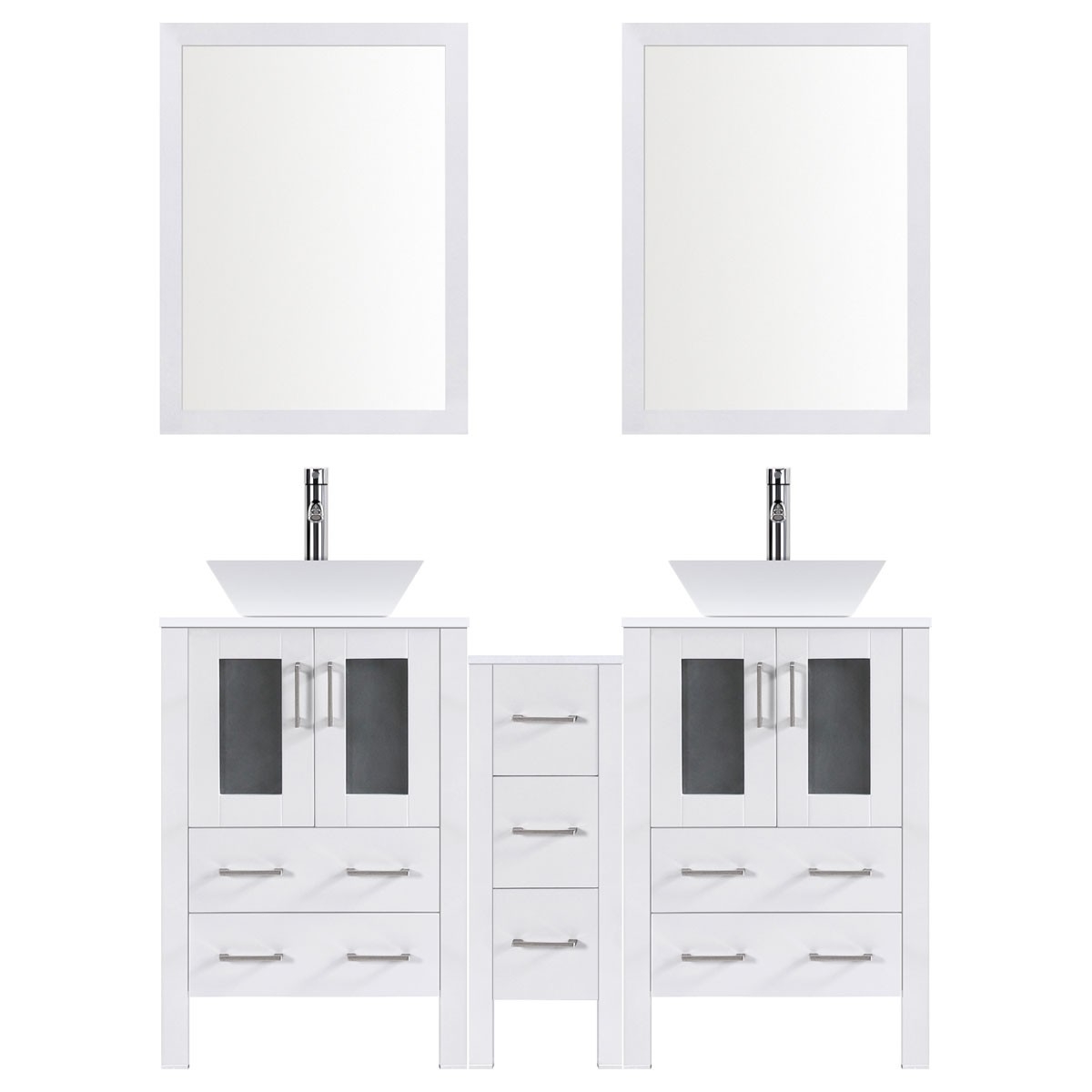 Modern 48" Double Bathroom Vanity Set with Mirror