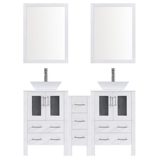 Modern 48" Double Bathroom Vanity Set with Mirror